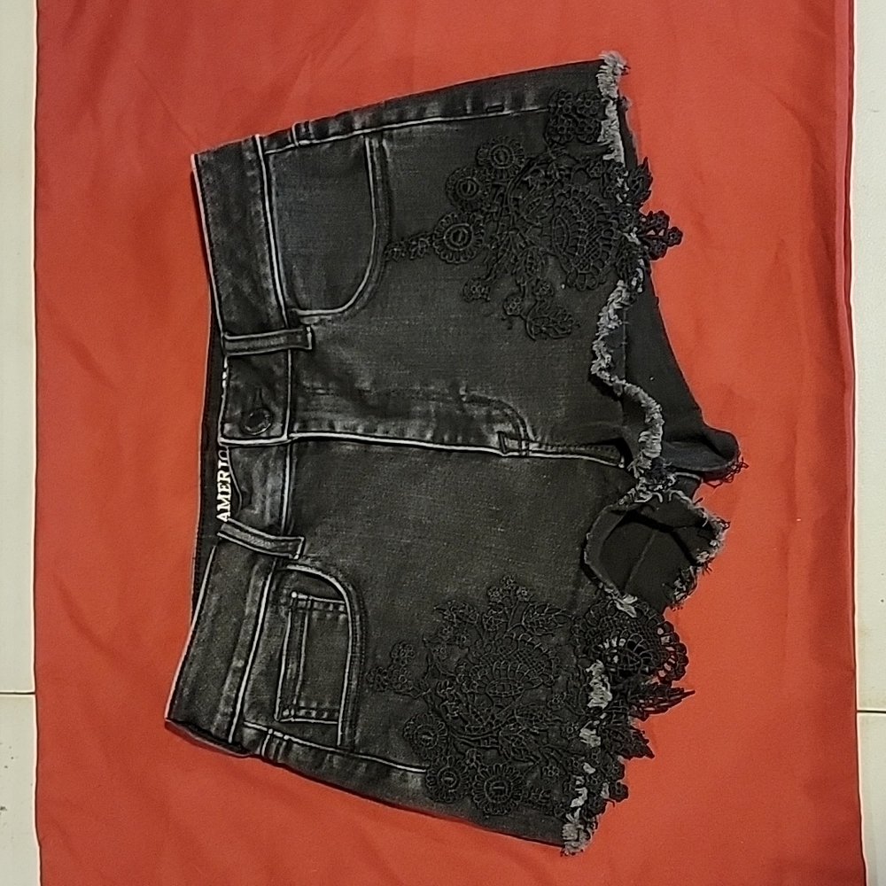 American Eagle black jean shorts